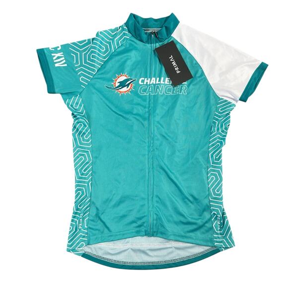Primal Women's Sport Cut Raglan Jersey Miami Dolphins Challenge Cancer Size S - Picture 1 of 4